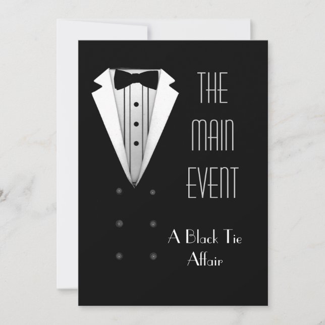 Black Tie Tuxedo Invitation (Front)