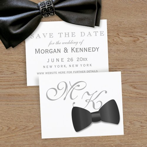 Black Tie Tuxedo Wedding Mini Save the Date Card