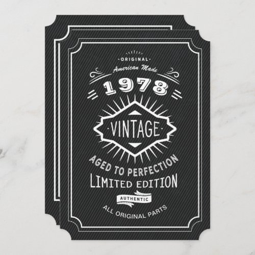 Black Tie Vintage 40th Birthday Party Invitation