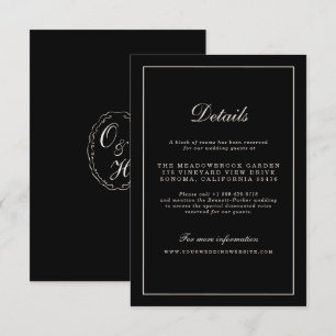 Black Tie Wedding Classic Details Enclosure Card