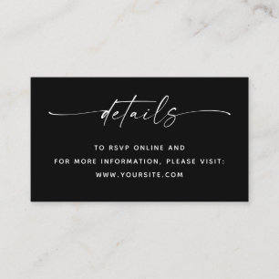 Black Tie Wedding Details + QR Code   Minimalist Enclosure Card