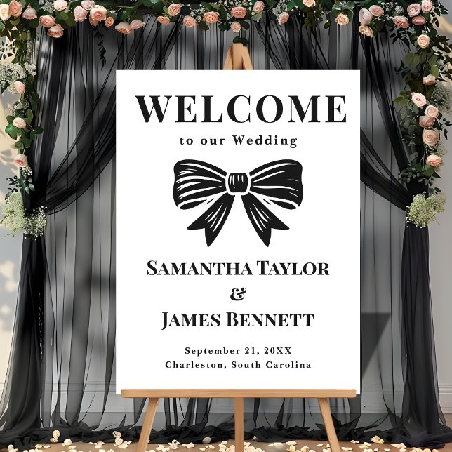 Black Tie Wedding Entrance Board Welcome Acrylic Sign (Creator Uploaded)