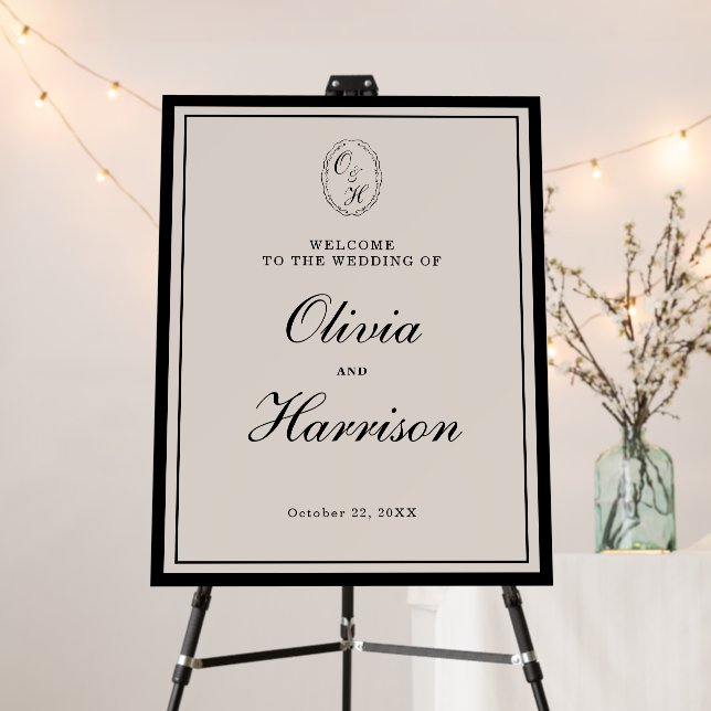 Black Tie Wedding Entrance Sign (In Situ (Stand))