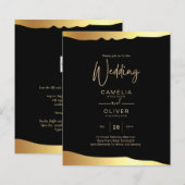Black Tie Wedding Gold Foil Script Elegant Event (Front/Back)