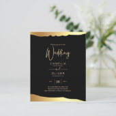 Black Tie Wedding Gold Foil Script Elegant Event (Standing Front)