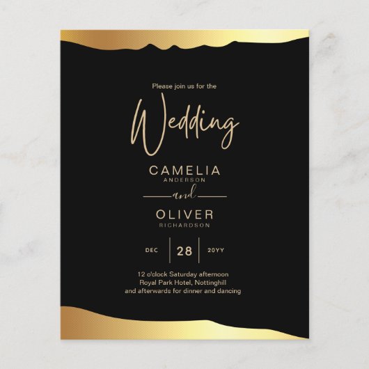 Black Tie Wedding Gold Foil Script Elegant Event (Front)