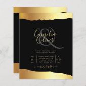 Black Tie Wedding Gold Foil Script Elegant Event  (Front/Back)
