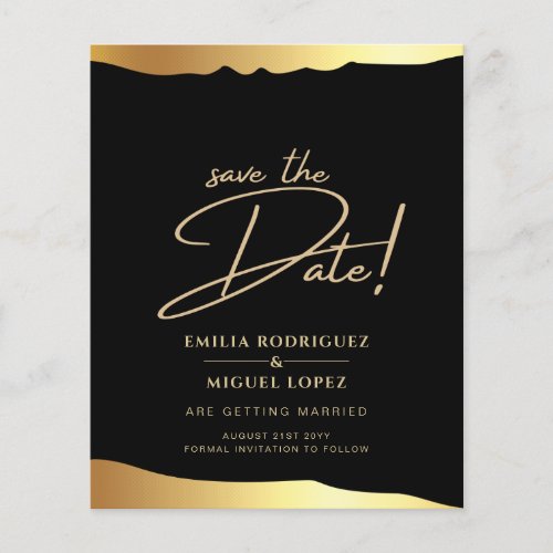 Black Tie Wedding Gold Foil Script Elegant Event  Flyer