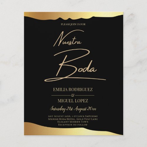 Black Tie Wedding Gold Foil Script Elegant Event  Flyer
