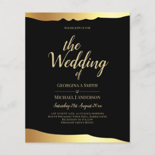 Black Tie Wedding Gold Foil Script Elegant Event  Flyer