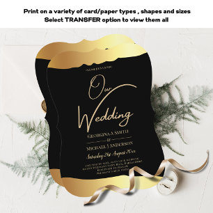 Black Tie Wedding Gold Foil Script Elegant Event Invitation