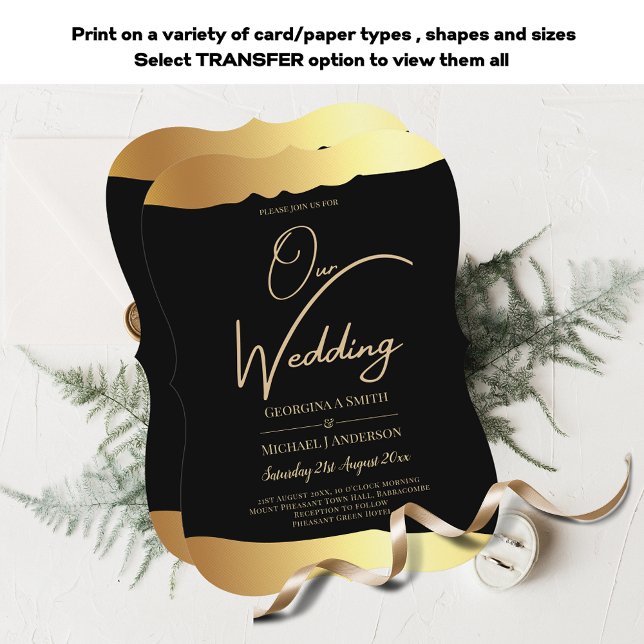 Black Tie Wedding Gold Foil Script Elegant Event  Invitation (Creator Uploaded)
