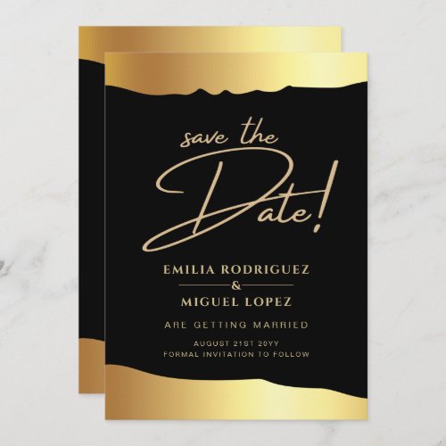 Black Tie Wedding Gold Foil Script Elegant Event  Invitation