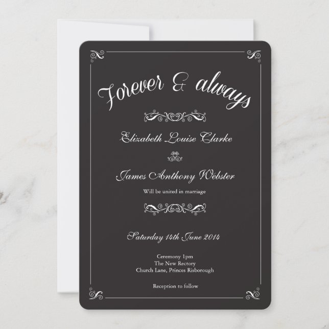 Black Tie Wedding Invitation (Front)