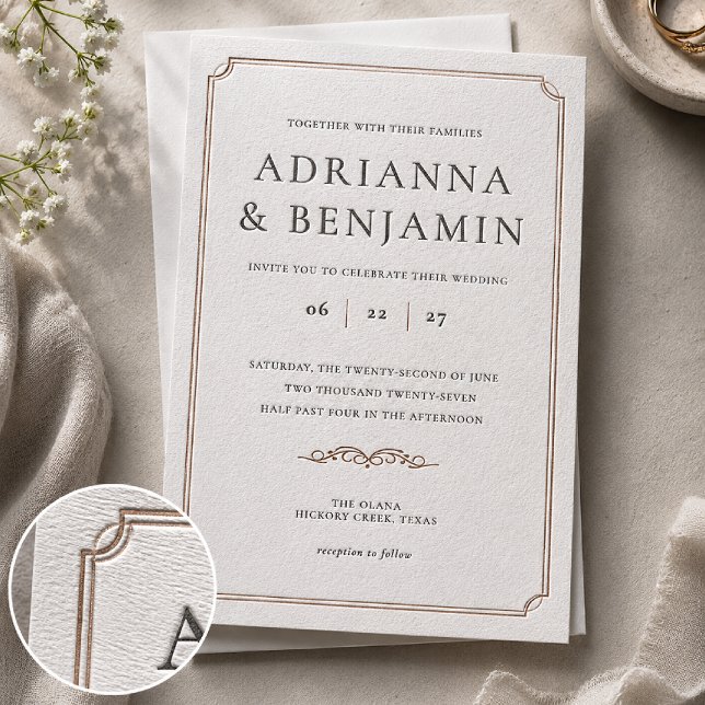 Black Tie Wedding Letterpress Invitation (Creator Uploaded)