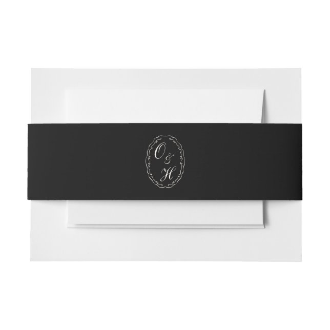 Black Tie Wedding Monogram Belly Band (Front Example)