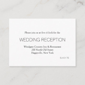 Black Tie Wedding Reception Enclosure Cards