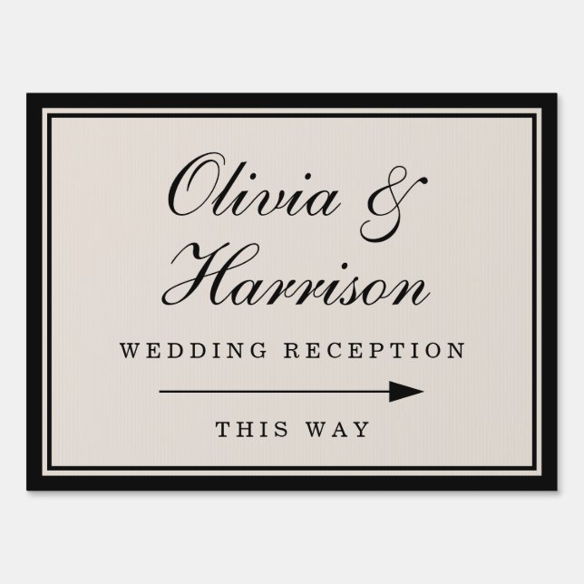 Black Tie Wedding Reception Yard Sign (Front)