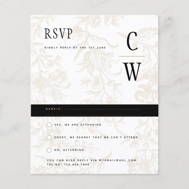 Black Tie Wedding Theme Vintage Gold Damask Flyer (Front)