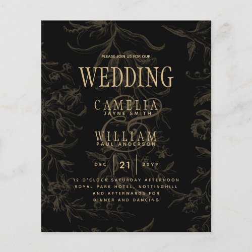 Black Tie Wedding Theme Vintage Gold Damask Flyer