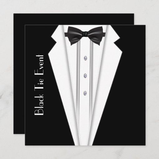 Black Tie White Tuxedo Formal Invitation | Zazzle