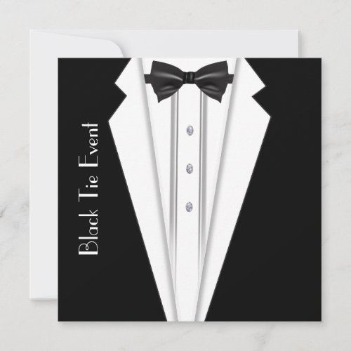 Black Tie White Tuxedo Formal Invitation