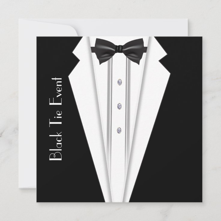 Black Tie White Tuxedo Formal Invitation | Zazzle