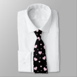 Black Tie With A Light Pink Heart Pattern at Zazzle