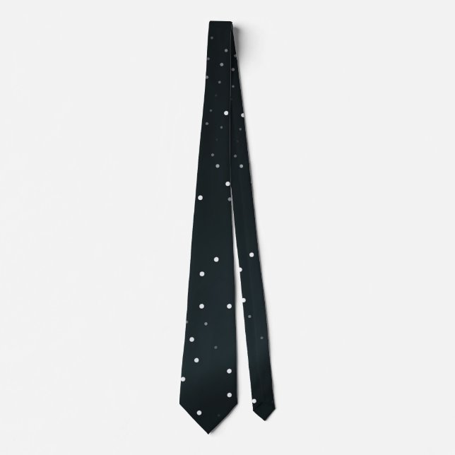 Black Tie with Elegant White Dots Pattern (Front)