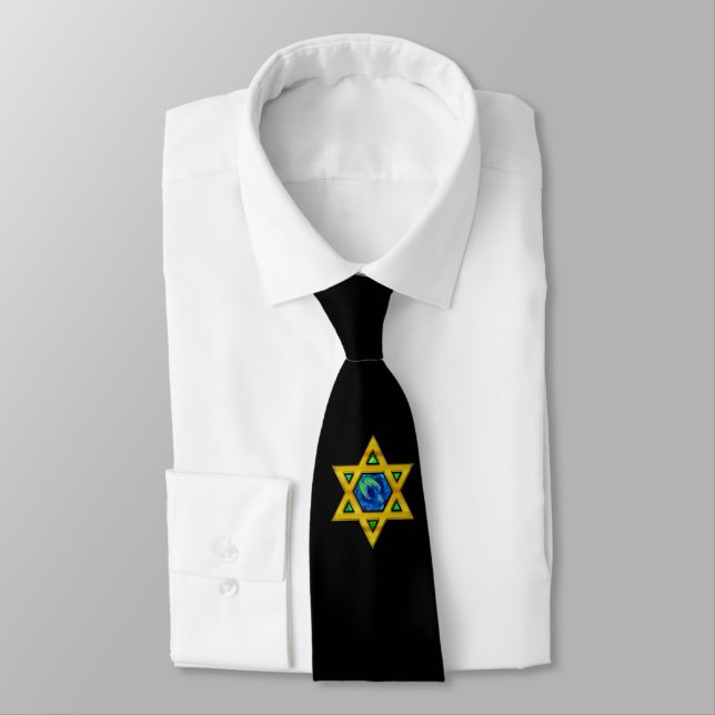 Black Tie with Star of David or YOUR IMAGE (Tied)
