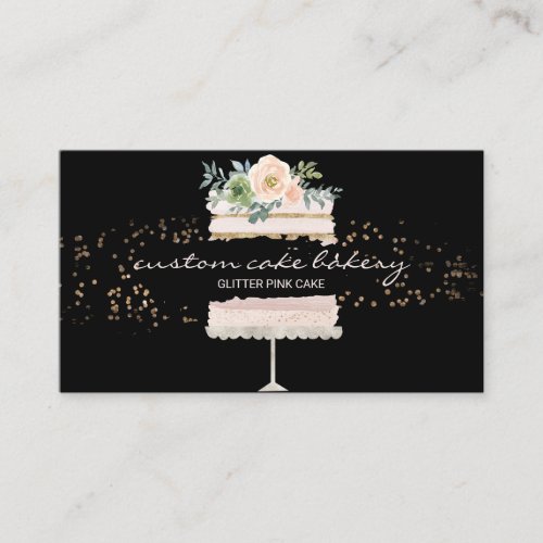 Black Tiered Cake Bakery Pastry Patisserie Business Card