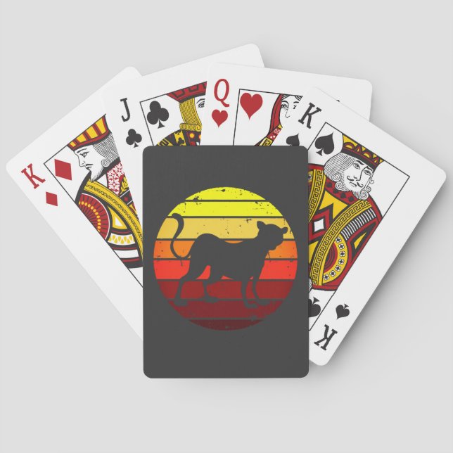 Black Tiger Big Cat sunset Panther silhouette  T-S Poker Cards (Back)