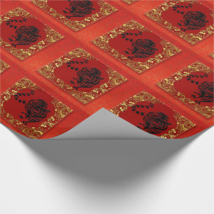 Black Tiger Chinese Zodiac Animal Red and Gold Wrapping Paper