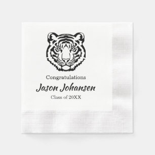 Black Tiger Mascot Graduation Napkins