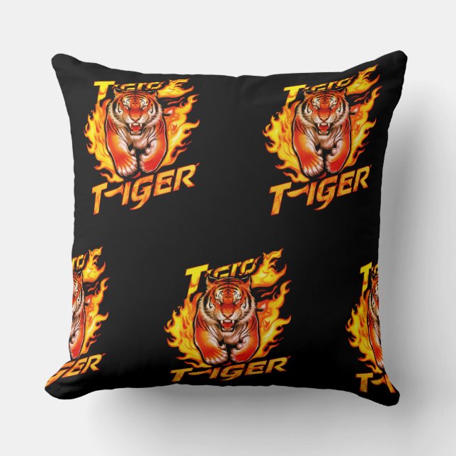 Black Tiger Outdoor Throw Pillow (Front)