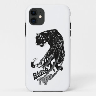 Black Tiger Vector Art with Black Tiger Text iPhone 11 Case