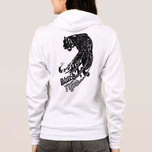 Black Tiger Vector Art with Black Tiger Text Hoodie