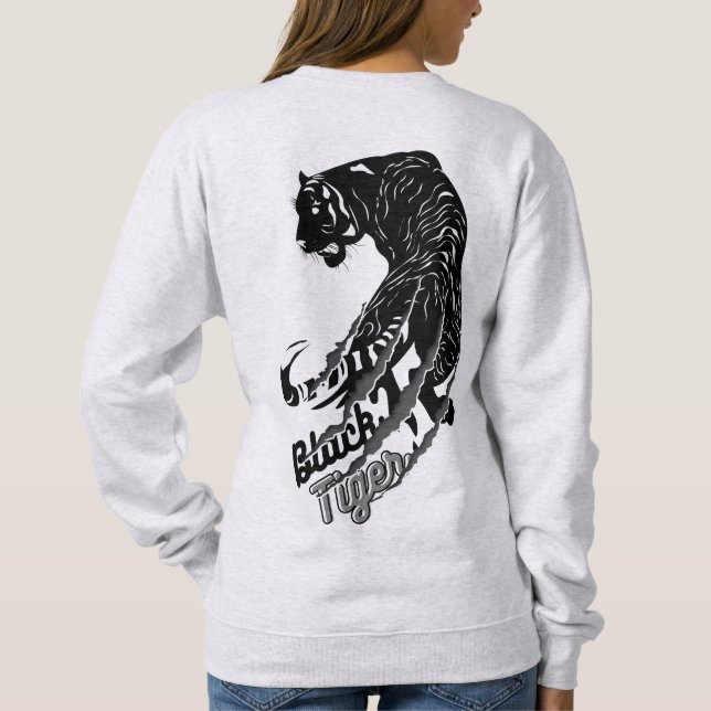 Black Tiger Vector Art with Black Tiger Text  Sweatshirt (Back)