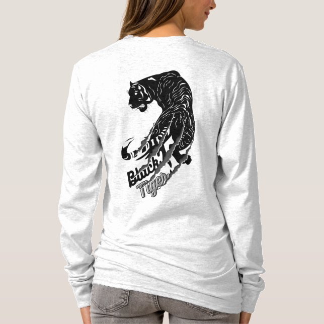 Black Tiger Vector Art with Black Tiger Text T-Shirt (Back)