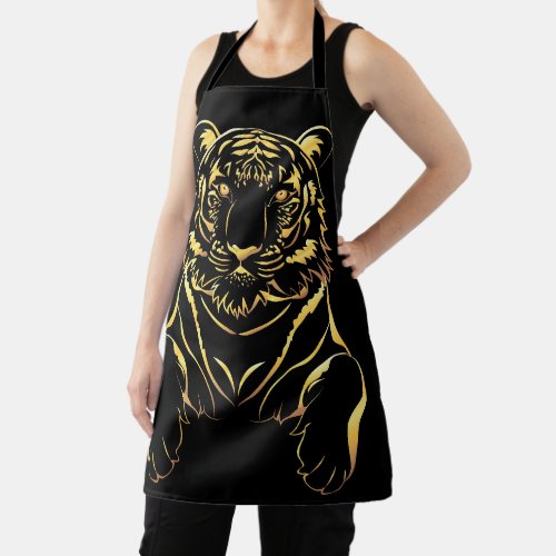 Black tiger with gold stripes apron