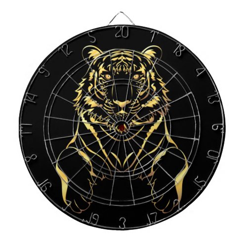 Black tiger with gold stripes dart board