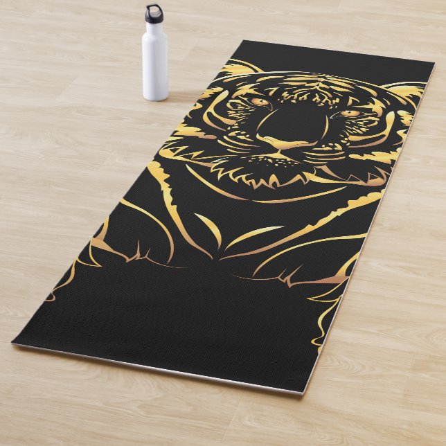 Black tiger with gold stripes yoga mat (In Situ)