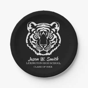 Black Tigers Logo School Mascot Paper Plates