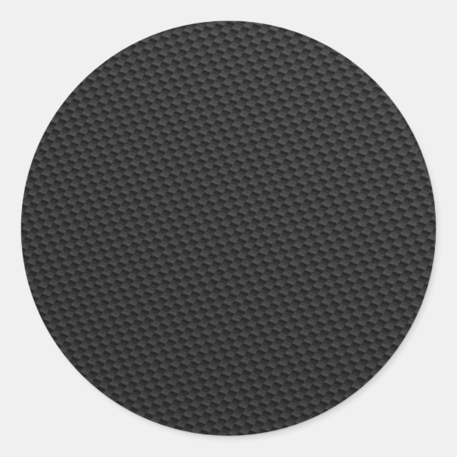 Black Tightly Woven Carbon Fiber Textured Classic Round Sticker (Front)