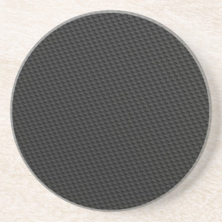 Black Tightly Woven Carbon Fiber Textured Drink Coaster