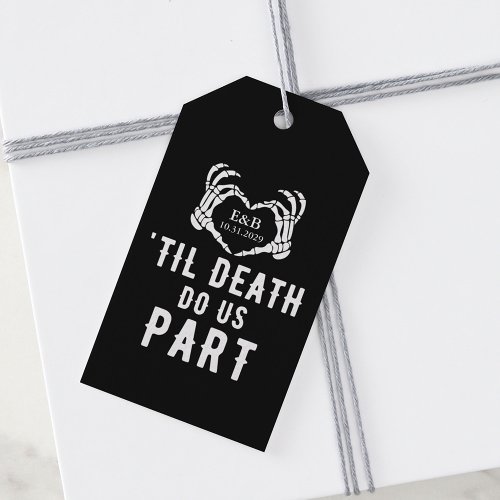 Black Til Death Do Us Part Skeleton Wedding Gift Tags