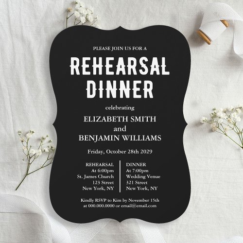 Black Til Death Wedding Rehearsal Dinner Invitation