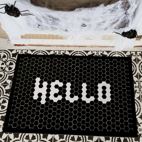 Black Tile Mosaic Welcome Doormat