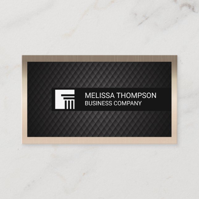 Black Tiling Background | Dark Metallic Border Business Card (Front)