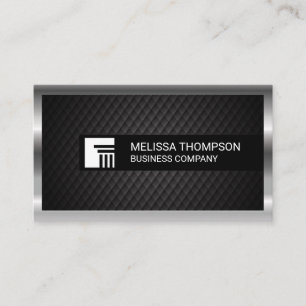 Black Tiling Background Silver Metallic Border Business Card
